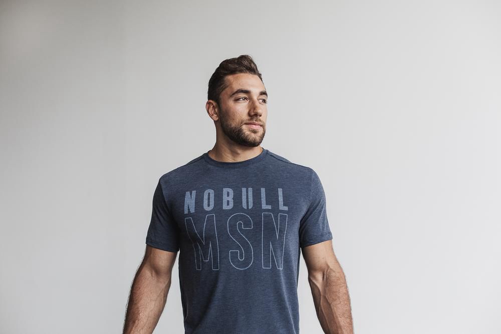 NOBULL Men's (Madison) Tee - Navy - Ireland (1048CSPMZ)